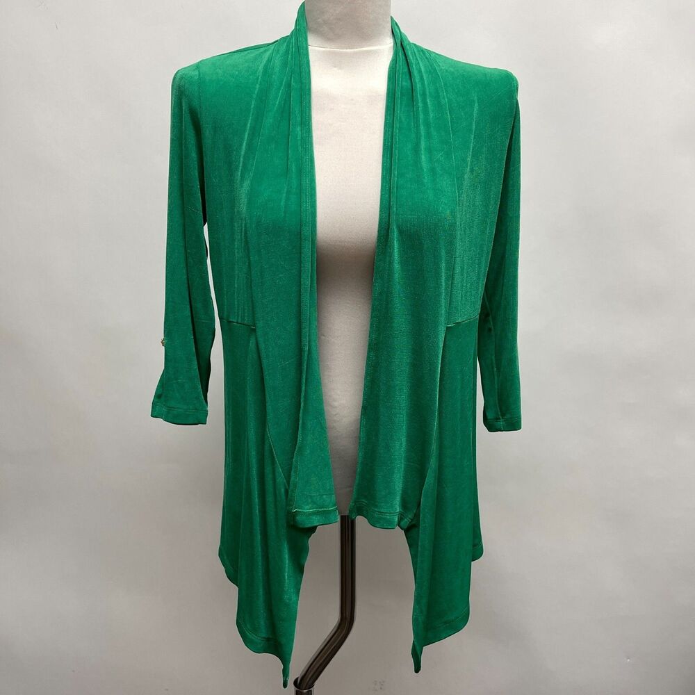 Travelers by Chico's Open-Front Top Size 0P 4 Petite SP Emerald Green